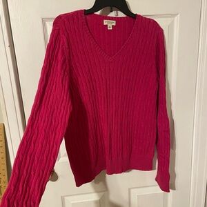 St. John's Bay Women's Red V-Neck Cable Knit Sweater
